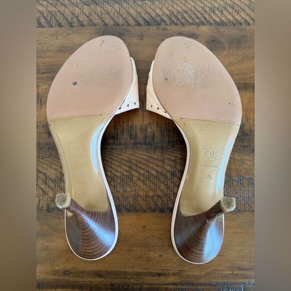 Chanel CC Logo Baby Pink Pastel Kitten Heels EU 39.5 US 9.5 Authentic Vintage - Picture 10 of 12